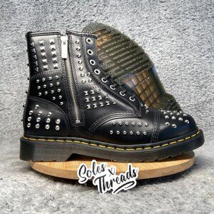 Dr. Martens 1460 Studded Zip Ankle Atlas Leather Boot Size 10 Men Black Silver